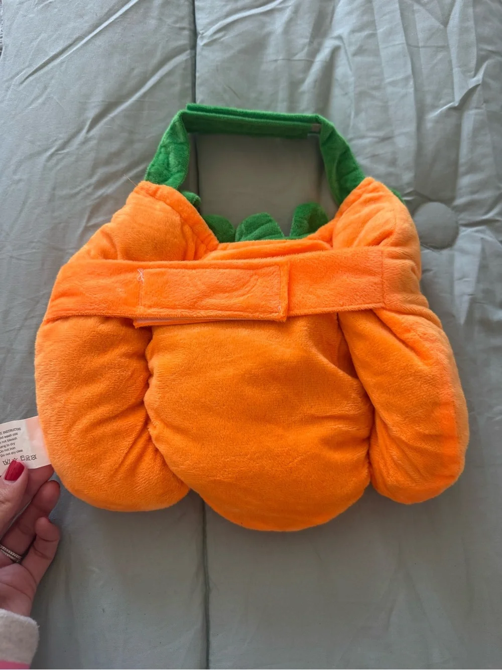 Dog’s Orange Pumpkin Costume Tunic with Green Leaf Accent